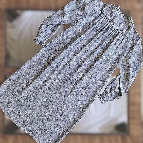 Vtg 60s blue & pale grey floral print dress & blazer co ord set - Picture 11 of 15